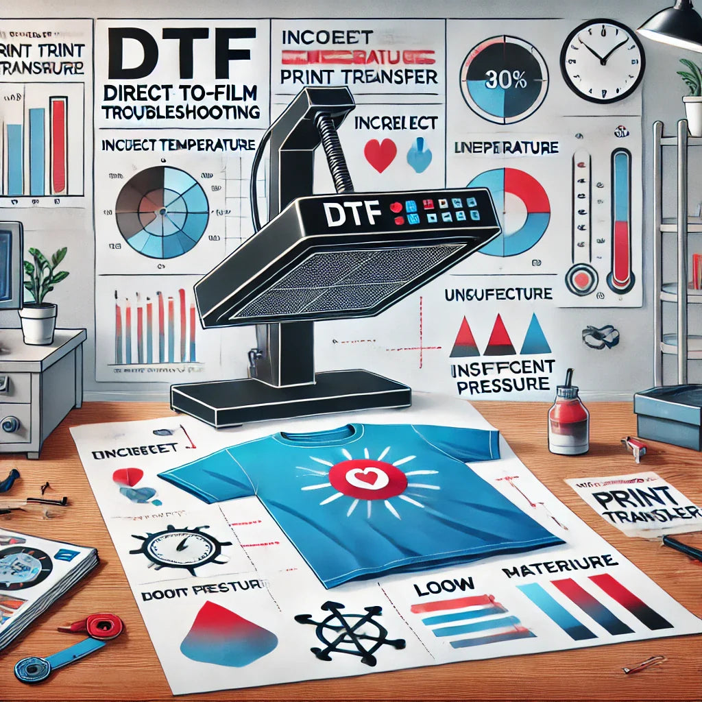 DTF-Druck-Fehlerbehebung – T-Shirt mit unvollständigem Drucktransfer, Heat Press und Faktoren wie falsche Temperatur und Druck"